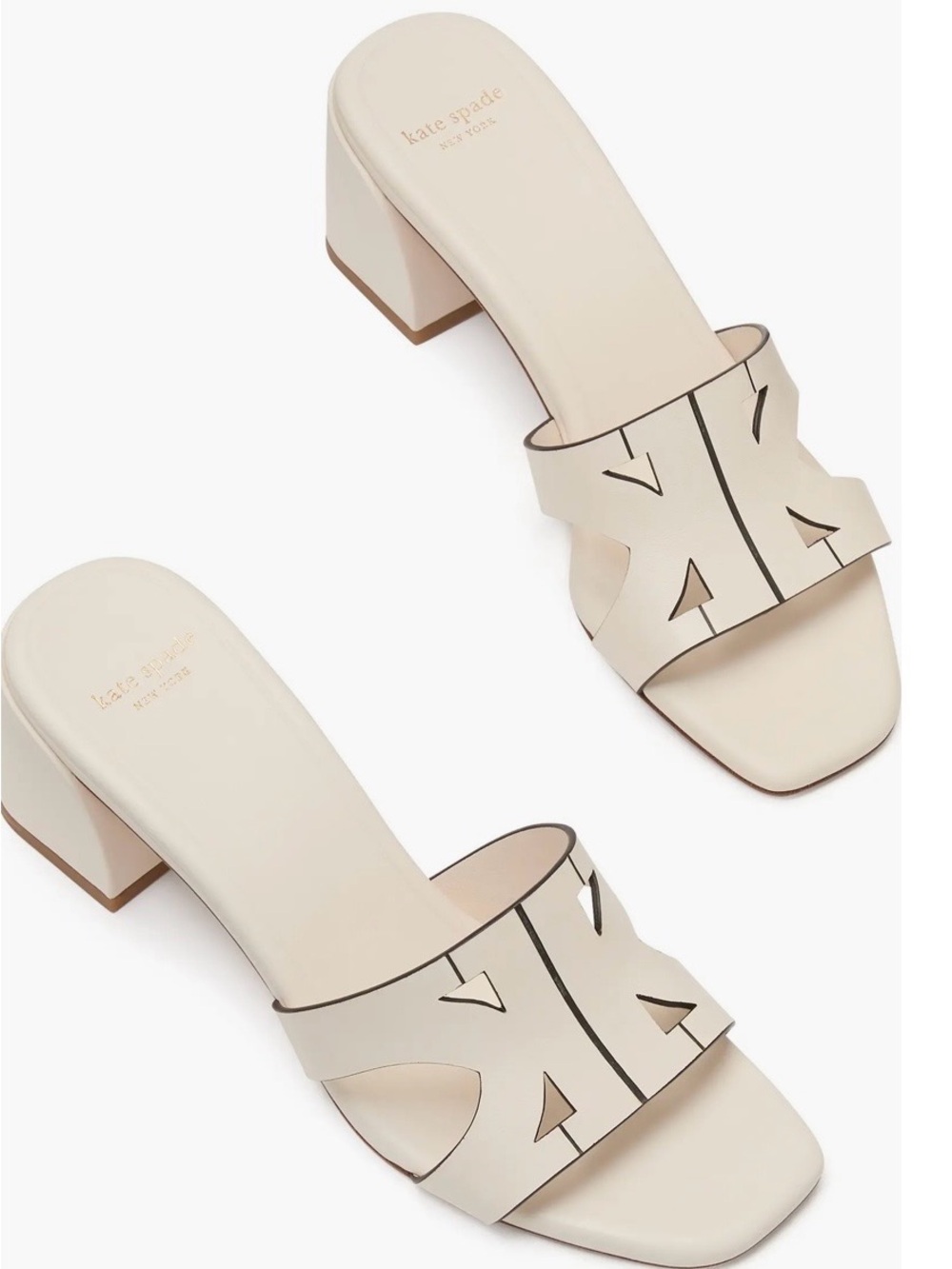Kate Spade Duo Block Cream Heel Slide Sandals